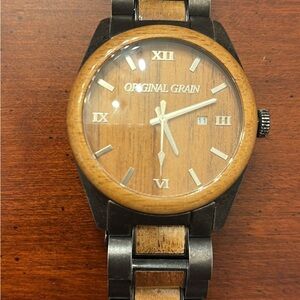 Original Grain Men's Wood and Black Watch